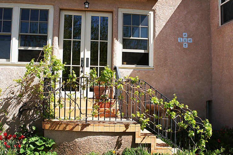 Back porch w/steps into garden